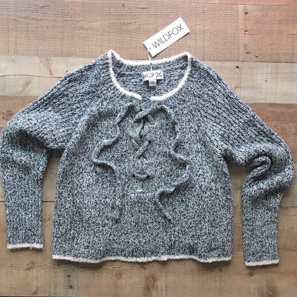 Wildfox Queen Oxford Chunky Lace Front Sweater XS - Picture 1 of 10